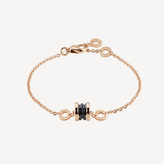 [Crown & Jewelry]ZERO 1 SOFT PINK GOLD AND BLACK CERAMIC BRACELET
