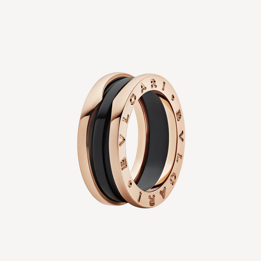 [Crown & Jewelry]ZERO 1 TWO-BAND LOOPS AND BLACK CERAMIC PINK GOLD RING