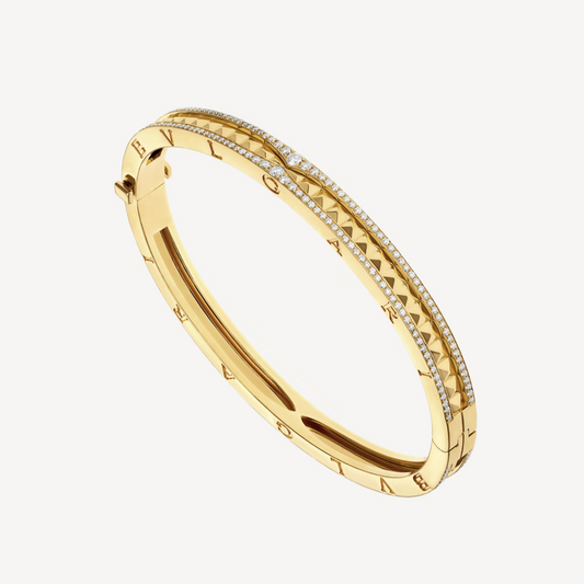 [Crown & Jewelry]ZERO 1 SPIRAL AND PAVED DIAMOND GOLD BRACELET
