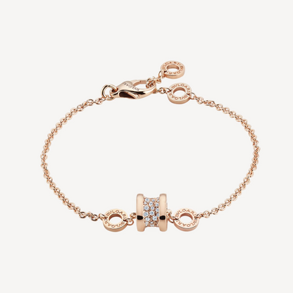 [Crown & Jewelry]ZERO 1 SOFT PINK GOLD WITH PAVED DIAMONDS ON THE SPIRAL BRACELET