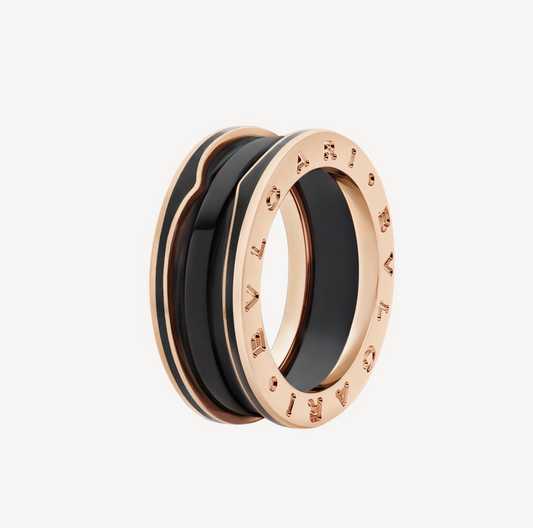 [Crown & Jewelry]ZERO 1 TWO-BAND WITH MATTE BLACK CERAMIC PINK GOLD RING