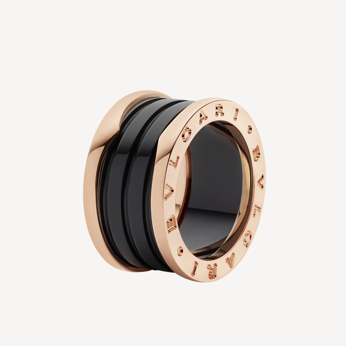 [Crown & Jewelry]ZERO 1 FOUR-BAND LOOPS AND BLACK CERAMIC SPIRAL PINK GOLD RING