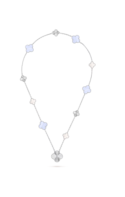 [Crown & Jewelry]DETACHABLE CLOVER 15(11+4) FLOWER ROSE GOLD NECKLACE SET