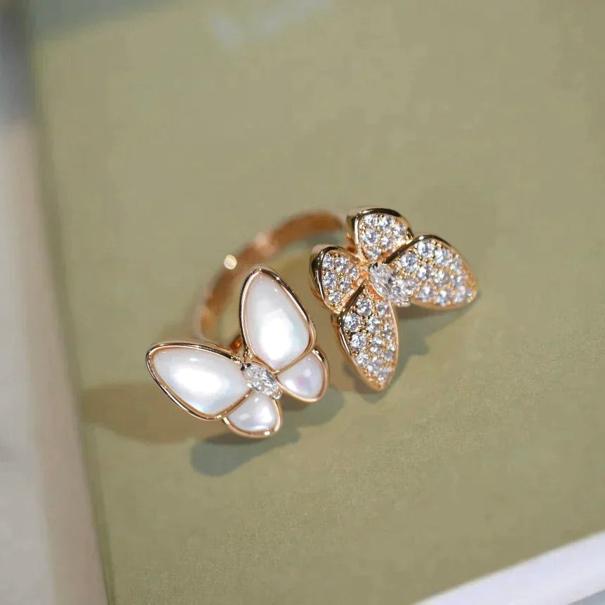 [Crown & Jewelry]TWIN BUTTERFLY DIAMOND MOP RING