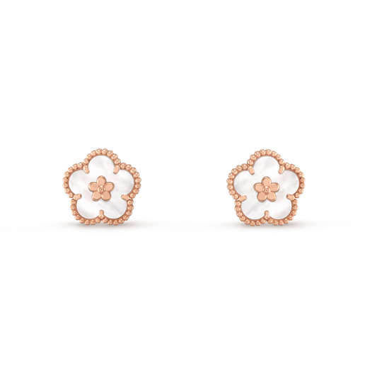 [Crown & Jewelry]LUCKY PINK GOLD WHITE MOP EARRINGS