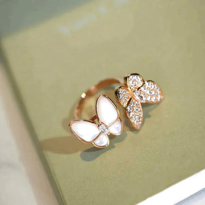 [Crown & Jewelry]TWIN BUTTERFLY DIAMOND MOP RING