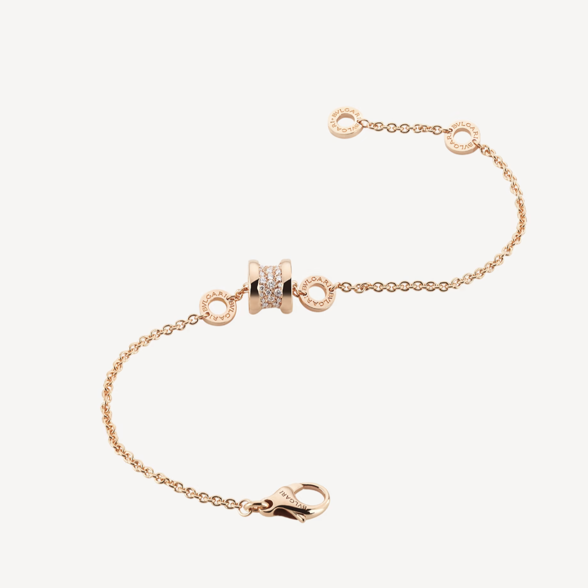 [Crown & Jewelry]ZERO 1 SOFT PINK GOLD WITH PAVED DIAMONDS ON THE SPIRAL BRACELET