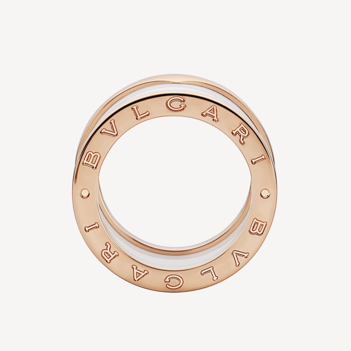 [Crown & Jewelry]ZERO 1 FOUR-BAND LOOPS AND WHITE CERAMIC SPIRAL PINK GOLD RING