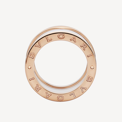 [Crown & Jewelry]ZERO 1 FOUR-BAND LOOPS AND WHITE CERAMIC SPIRAL PINK GOLD RING