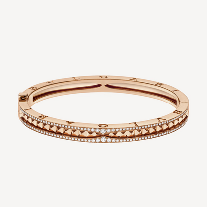 [Crown & Jewelry]ZERO 1 SPIRAL AND PAVED DIAMOND PINK GOLD BRACELET