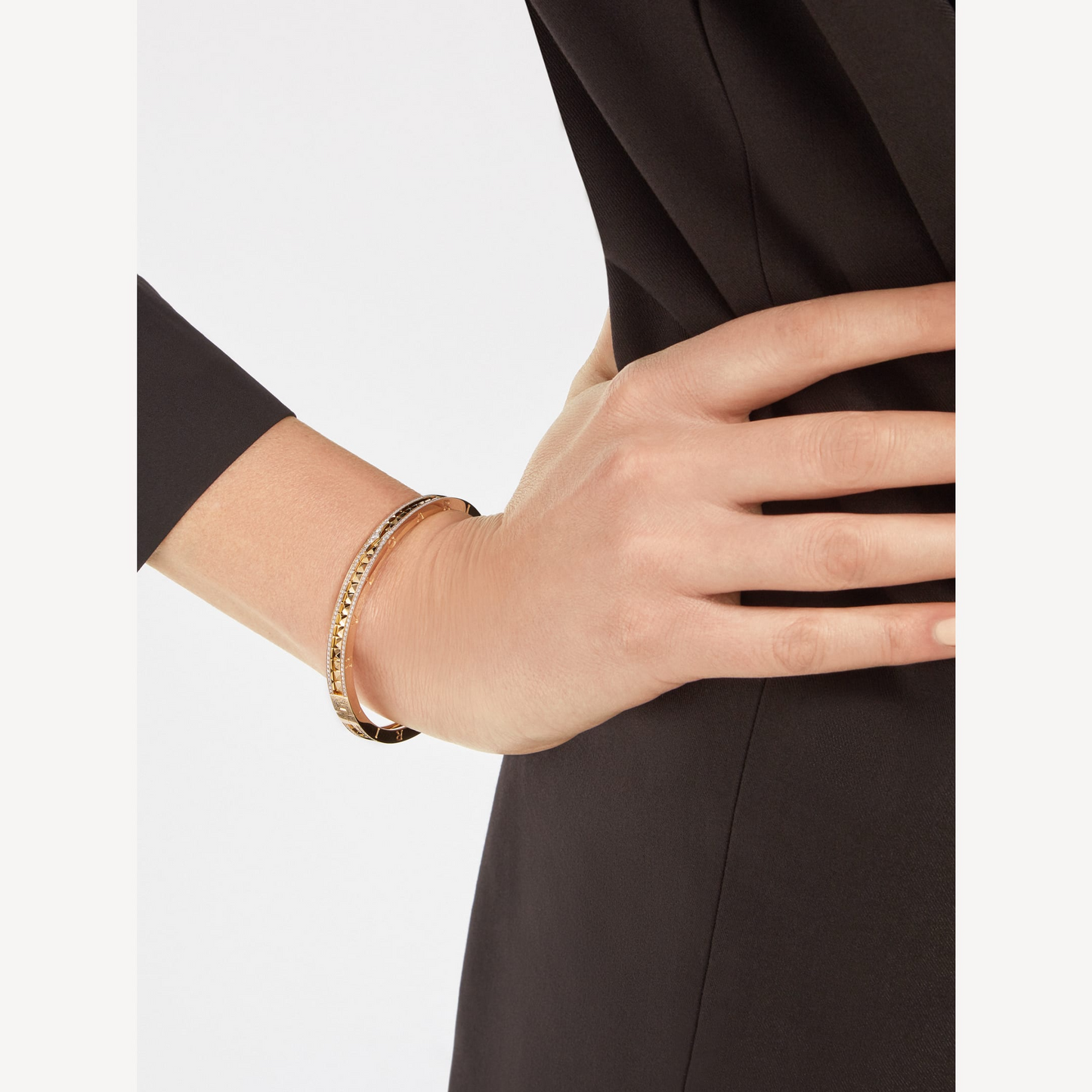 [Crown & Jewelry]ZERO 1 SPIRAL AND PAVED DIAMOND GOLD BRACELET