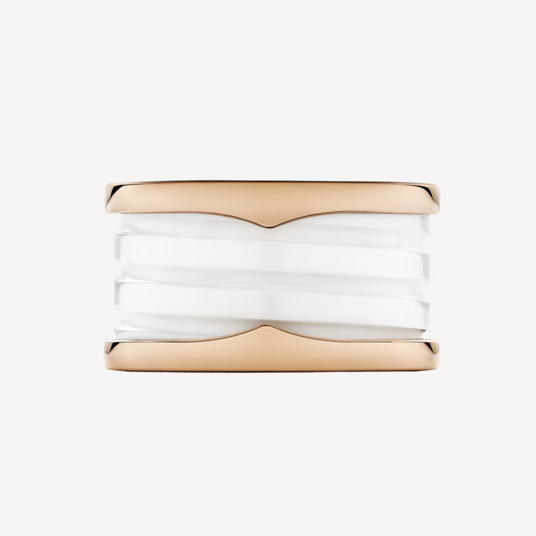 [Crown & Jewelry]ZERO 1 FOUR-BAND LOOPS AND WHITE CERAMIC SPIRAL PINK GOLD RING