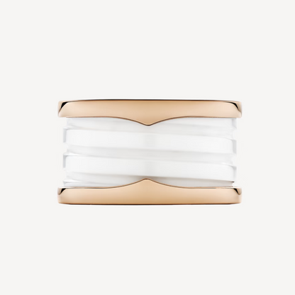 [Crown & Jewelry]ZERO 1 FOUR-BAND LOOPS AND WHITE CERAMIC SPIRAL PINK GOLD RING