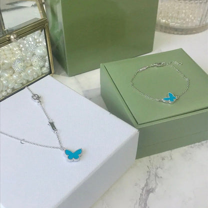 [Crown & Jewelry]BUTTERFLY TURQUOISE BUTTERFLY BRACELET SILVER