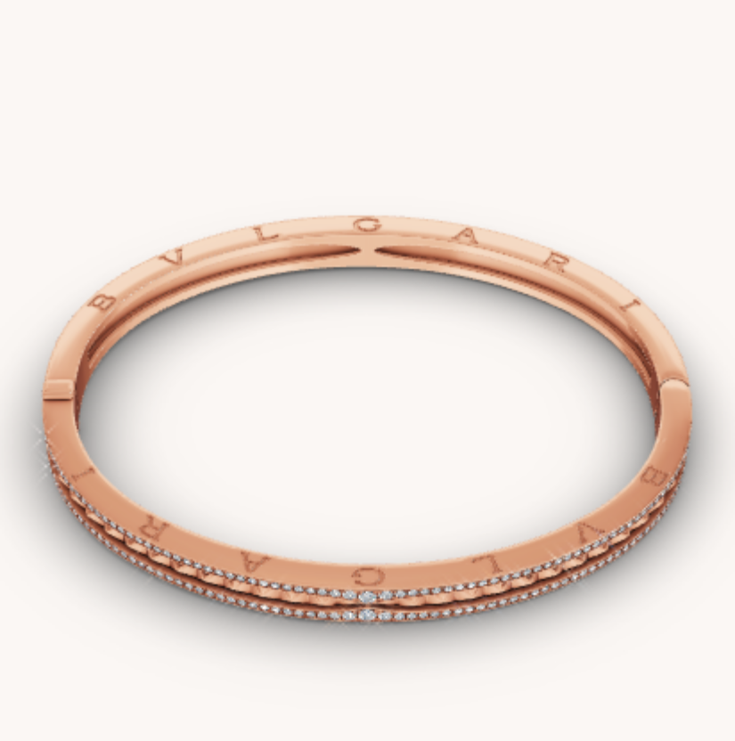 [Crown & Jewelry]ZERO 1 SPIRAL AND PAVED DIAMOND PINK GOLD BRACELET