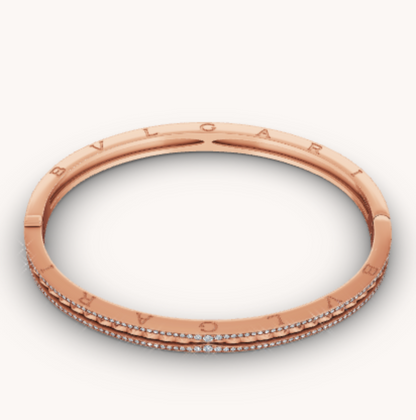 [Crown & Jewelry]ZERO 1 SPIRAL AND PAVED DIAMOND PINK GOLD BRACELET