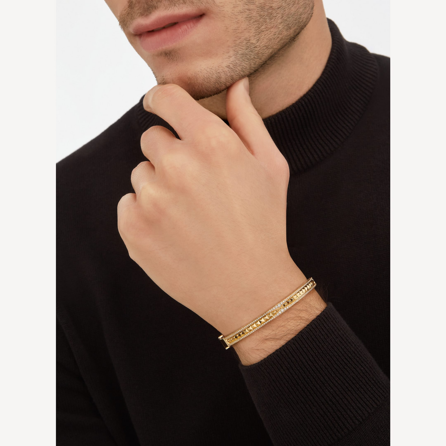 [Crown & Jewelry]ZERO 1 SPIRAL AND PAVED DIAMOND GOLD BRACELET