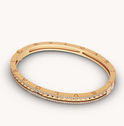 [Crown & Jewelry]ZERO 1 SPIRAL AND PAVED DIAMOND GOLD BRACELET
