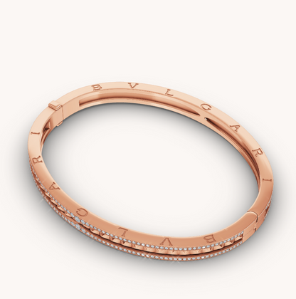 [Crown & Jewelry]ZERO 1 SPIRAL AND PAVED DIAMOND PINK GOLD BRACELET