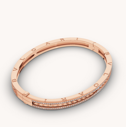 [Crown & Jewelry]ZERO 1 SPIRAL AND PAVED DIAMOND PINK GOLD BRACELET