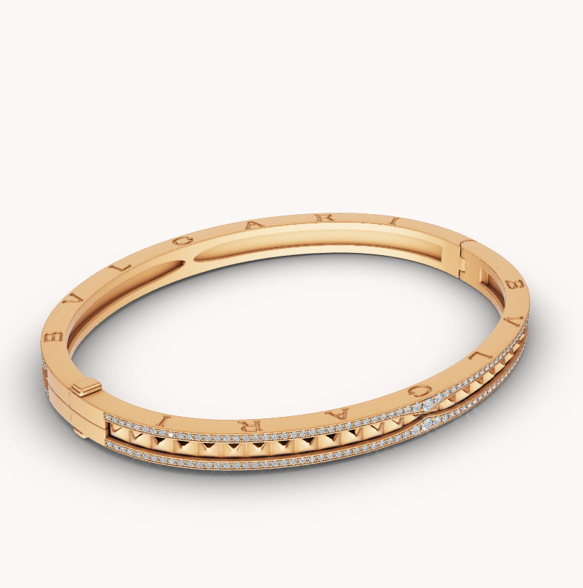 [Crown & Jewelry]ZERO 1 SPIRAL AND PAVED DIAMOND GOLD BRACELET