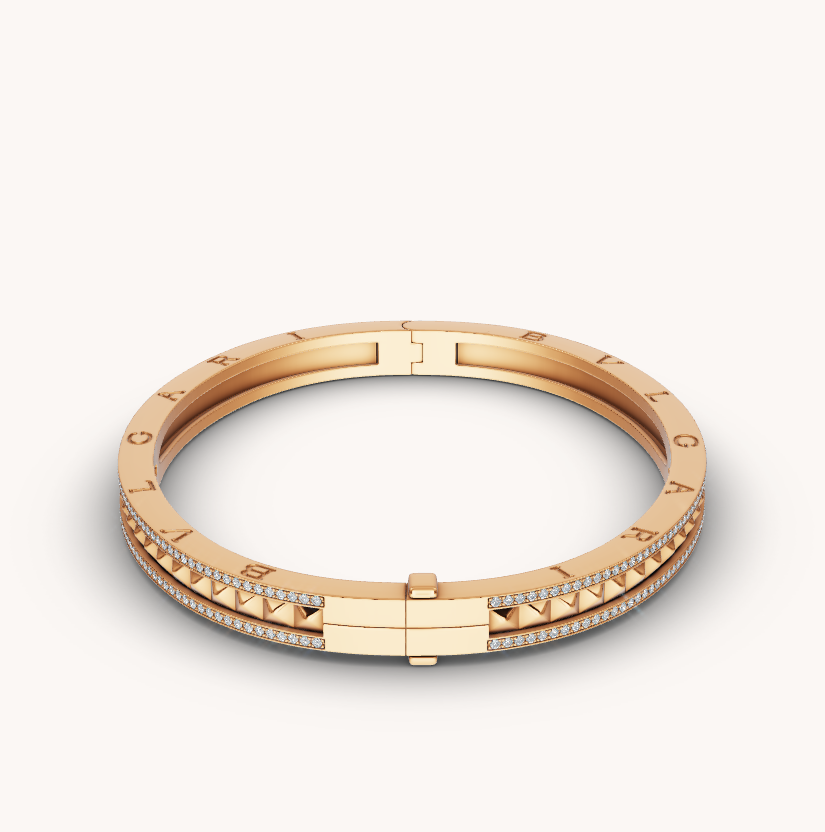 [Crown & Jewelry]ZERO 1 SPIRAL AND PAVED DIAMOND GOLD BRACELET