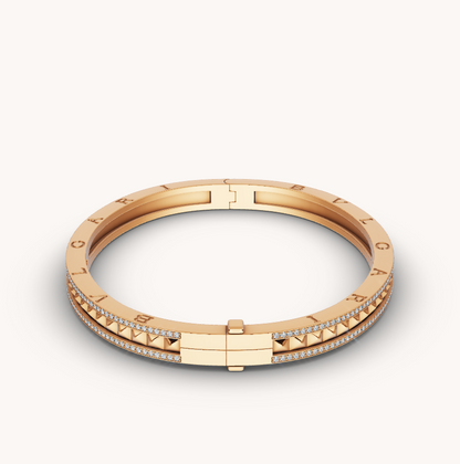 [Crown & Jewelry]ZERO 1 SPIRAL AND PAVED DIAMOND GOLD BRACELET