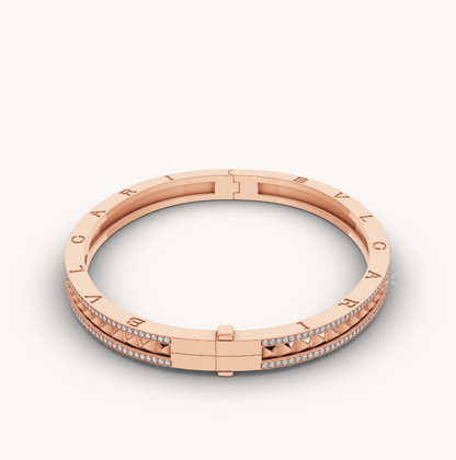 [Crown & Jewelry]ZERO 1 SPIRAL AND PAVED DIAMOND PINK GOLD BRACELET