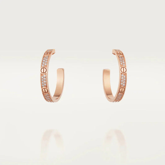 [Crown & Jewelry]LOVE DIAMOND PINK GOLD HOOP EARRINGS