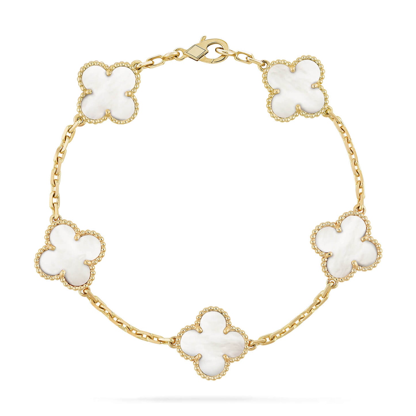 [Crown & Jewelry]CLOVER  5 MOTIF WHITE MOP BRACELET