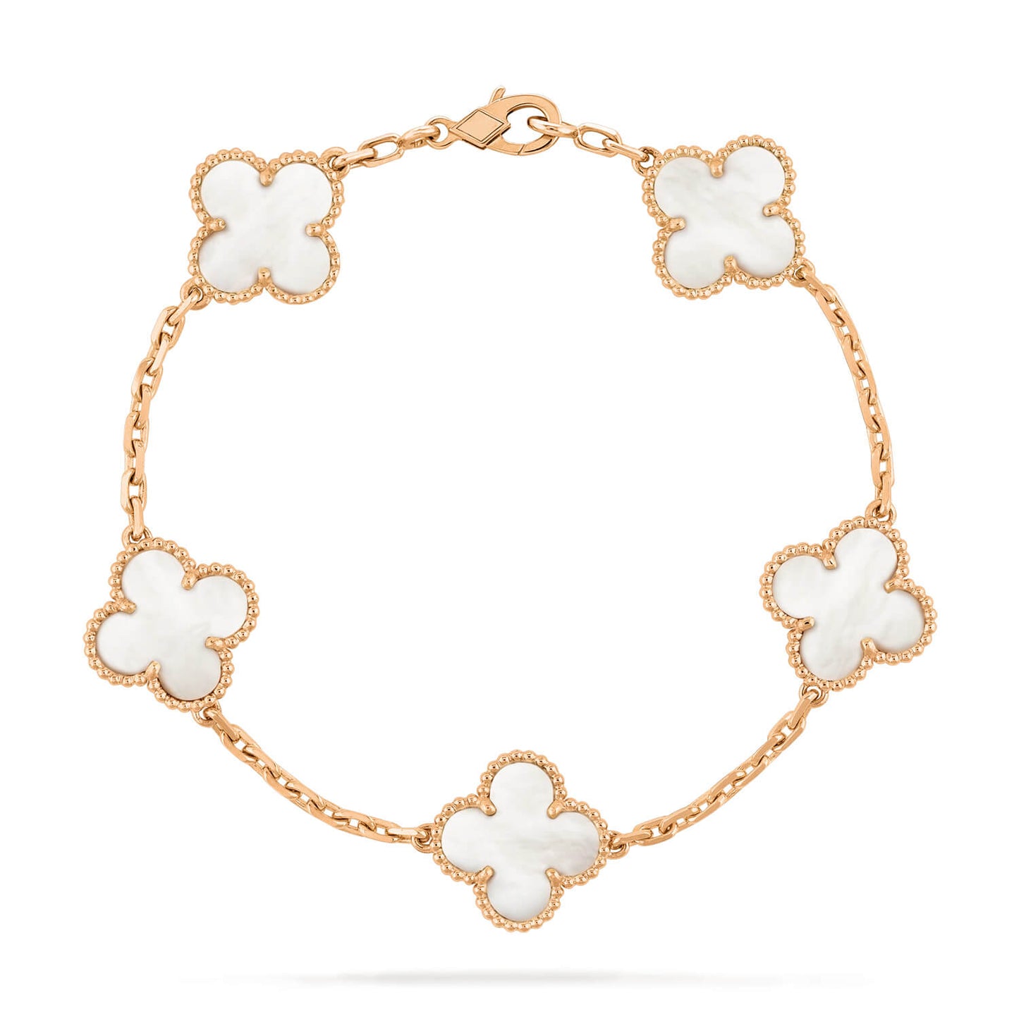 [Crown & Jewelry]CLOVER  5 MOTIF WHITE MOP BRACELET