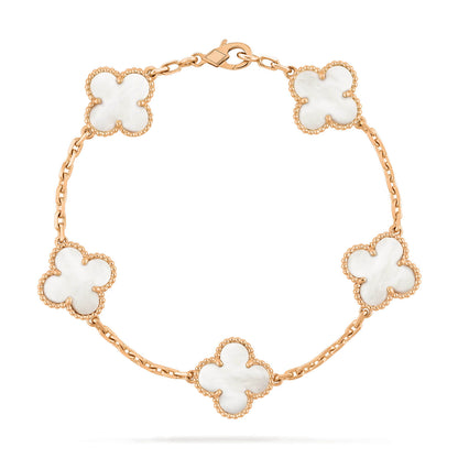 [Crown & Jewelry]CLOVER  5 MOTIF WHITE MOP BRACELET