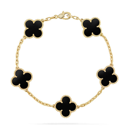 [Crown & Jewelry]CLOVER  5 MOTIFS BLACK ONYX BRACELET