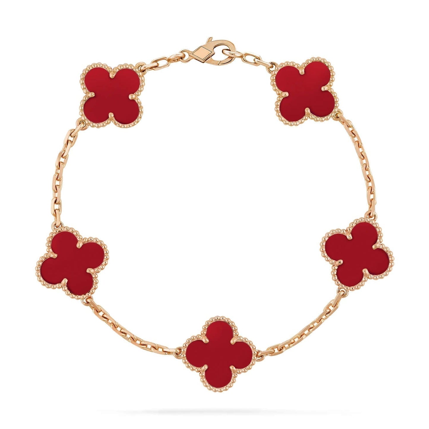 [Crown & Jewelry]CLOVER 5 MOTIFS RED AGATE  BRACELET
