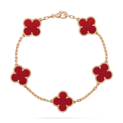 [Crown & Jewelry]CLOVER 5 MOTIFS RED AGATE  BRACELET