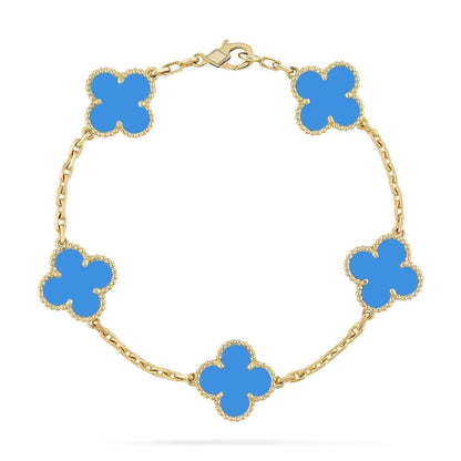 [Crown & Jewelry]CLOVER 5 MOTIFS BLUE AGATE BRACELET