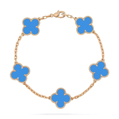 [Crown & Jewelry]CLOVER 5 MOTIFS BLUE AGATE BRACELET
