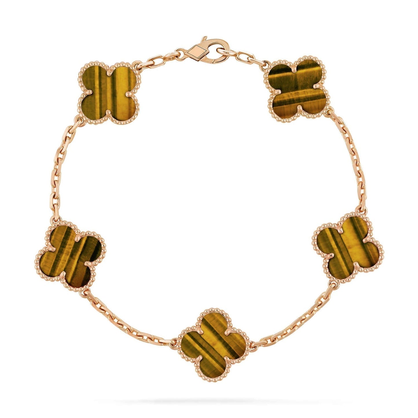 [Crown & Jewelry]CLOVER  5 MOTIFS TIGER EYE BRACELET