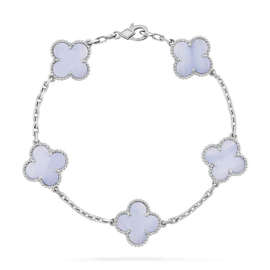 [Crown & Jewelry]CLOVER  5 MOTIF PURPLE CHALCEDONY BRACELET SILVER