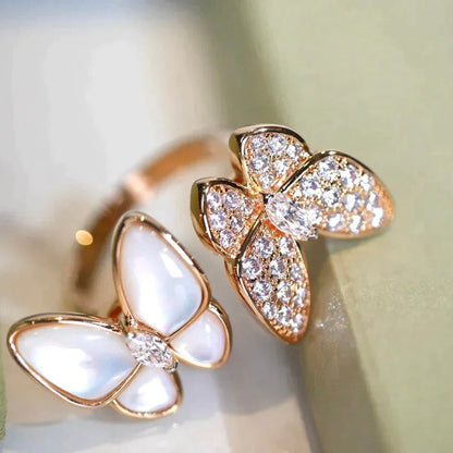 [Crown & Jewelry]TWIN BUTTERFLY DIAMOND MOP RING