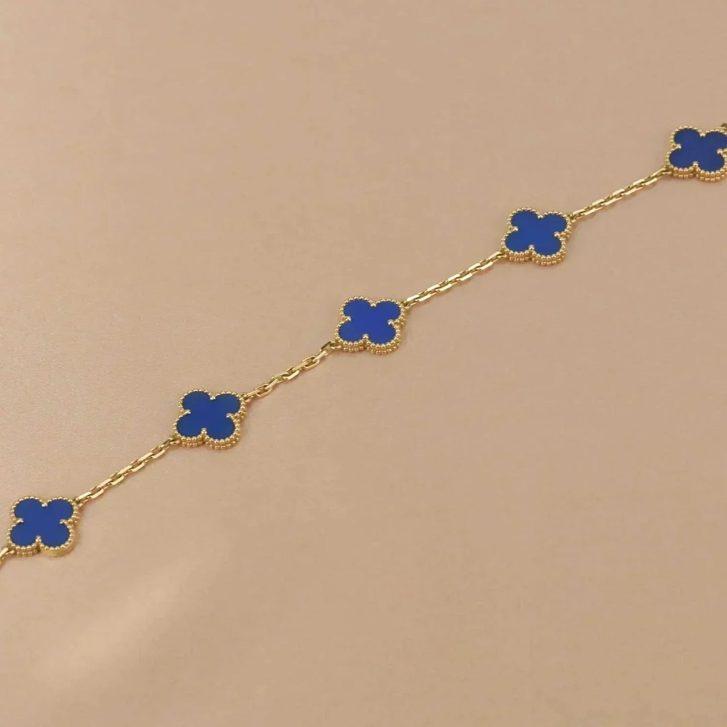[Crown & Jewelry]CLOVER 5 MOTIFS BLUE AGATE BRACELET