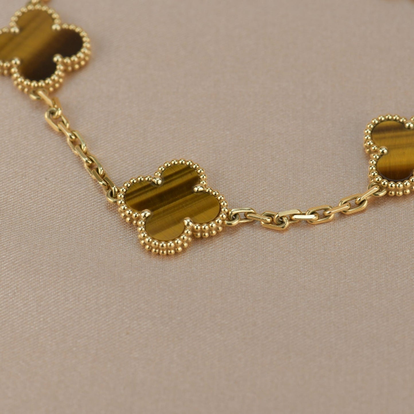 [Crown & Jewelry]CLOVER  5 MOTIFS TIGER EYE BRACELET