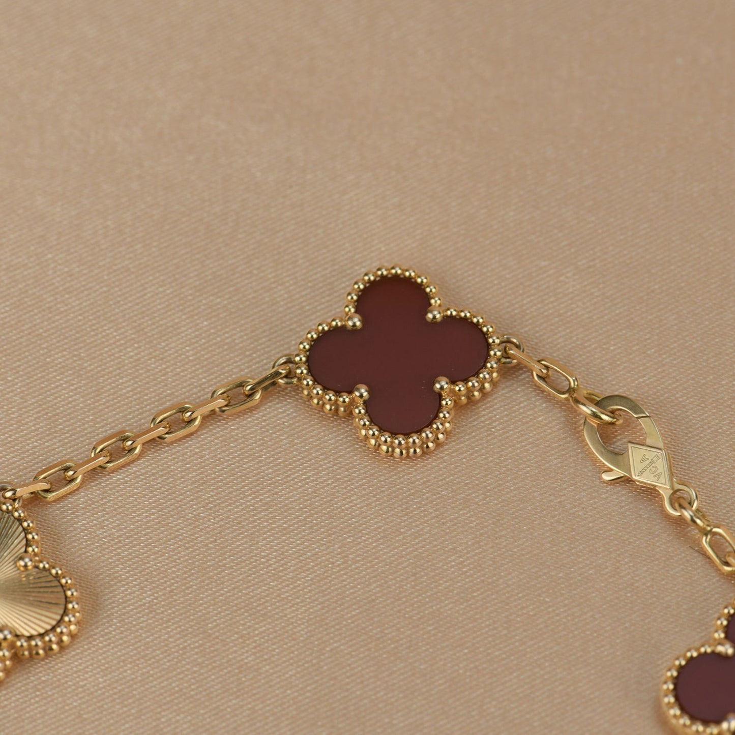 [Crown & Jewelry]CLOVER  5 MOTIFS CARNELIAN GOLD BRACELET