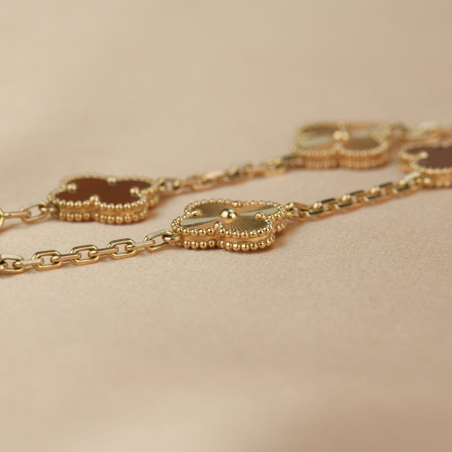 [Crown & Jewelry]CLOVER  5 MOTIFS CARNELIAN GOLD BRACELET