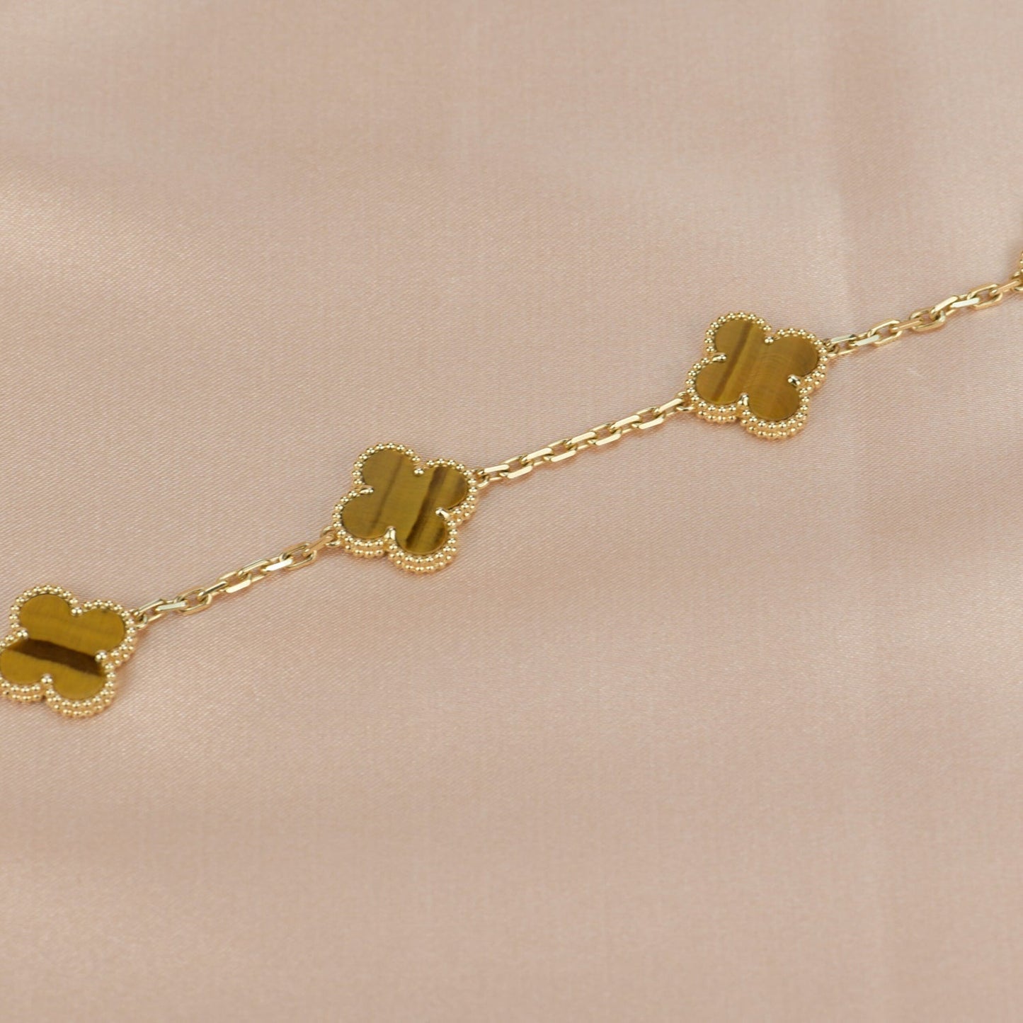 [Crown & Jewelry]CLOVER  5 MOTIFS TIGER EYE BRACELET