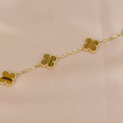 [Crown & Jewelry]CLOVER  5 MOTIFS TIGER EYE BRACELET