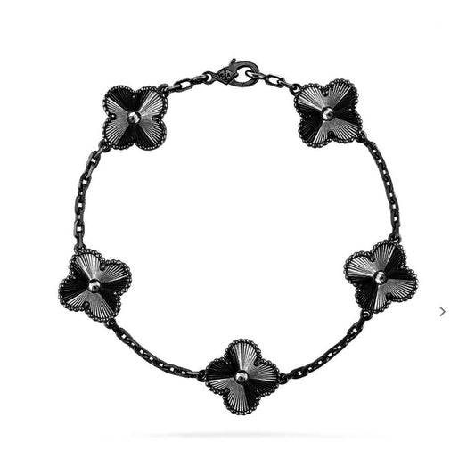 [Crown & Jewelry]CLOVER 5 MOTIF BLACK BRACELET