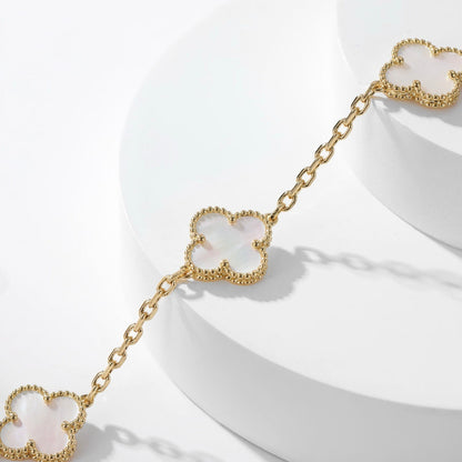 [Crown & Jewelry]CLOVER 10 MOTIFS WHITE MOTHER OF PEARL NECKLACE