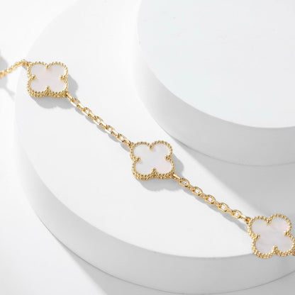 [Crown & Jewelry]CLOVER 10 MOTIFS WHITE MOTHER OF PEARL NECKLACE