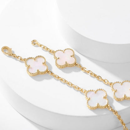[Crown & Jewelry]CLOVER 10 MOTIFS WHITE MOTHER OF PEARL NECKLACE